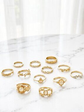 Ladies Gold 12 Piece Stylish Ring Set